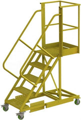 TRI-ARC - 92" 5 Step Configurable Cantilever Ladder - Supported, 300 Lb Capacity, 50" Platform Height, 30" Base Width x 64" Base Depth, Perforated Tread - Exact Tooling