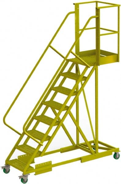 TRI-ARC - 122" 8 Step Configurable Cantilever Ladder - Supported, 300 Lb Capacity, 80" Platform Height, 30" Base Width x 89" Base Depth, Perforated Tread - Exact Tooling