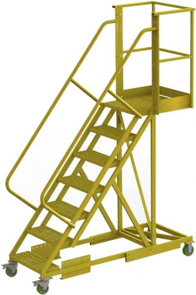 TRI-ARC - 112" 7 Step Configurable Cantilever Ladder - Supported, 300 Lb Capacity, 70" Platform Height, 30" Base Width x 81" Base Depth, Perforated Tread - Exact Tooling