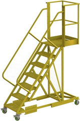 TRI-ARC - 112" 7 Step Configurable Cantilever Ladder - Supported, 300 Lb Capacity, 70" Platform Height, 30" Base Width x 81" Base Depth, Perforated Tread - Exact Tooling