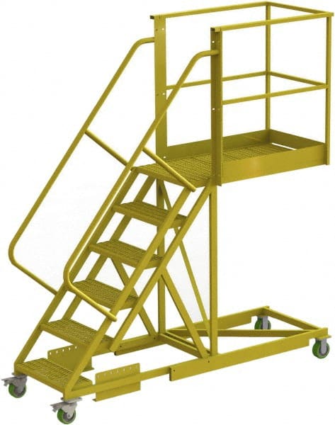 TRI-ARC - 102" 6 Step Configurable Cantilever Ladder - Supported, 300 Lb Capacity, 60" Platform Height, 30" Base Width x 92" Base Depth, Serrated - Exact Tooling