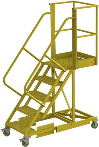 TRI-ARC - 92" 5 Step Configurable Cantilever Ladder - Supported, 300 Lb Capacity, 50" Platform Height, 30" Base Width x 64" Base Depth, Serrated - Exact Tooling