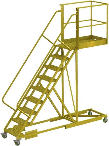 TRI-ARC - 132" 9 Step Configurable Cantilever Ladder - Supported, 300 Lb Capacity, 90" Platform Height, 30" Base Width x 117" Base Depth, Perforated Tread - Exact Tooling
