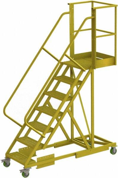 TRI-ARC - 112" 7 Step Configurable Cantilever Ladder - Supported, 300 Lb Capacity, 70" Platform Height, 30" Base Width x 81" Base Depth, Serrated - Exact Tooling