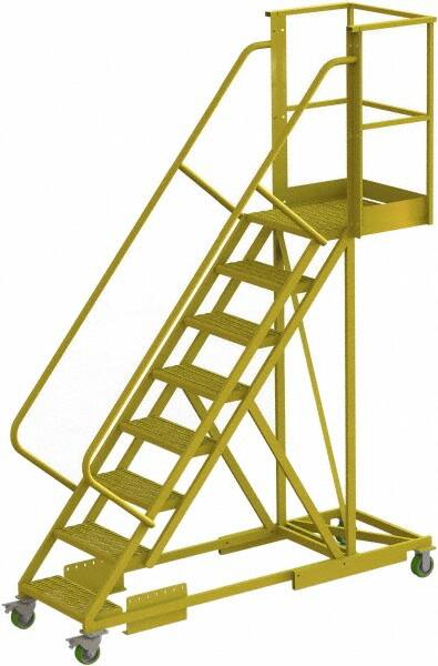TRI-ARC - 122" 8 Step Configurable Cantilever Ladder - Supported, 300 Lb Capacity, 80" Platform Height, 30" Base Width x 89" Base Depth, Serrated - Exact Tooling