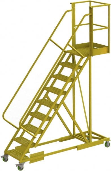 TRI-ARC - 132" 9 Step Configurable Cantilever Ladder - Supported, 300 Lb Capacity, 90" Platform Height, 30" Base Width x 97" Base Depth, Serrated - Exact Tooling