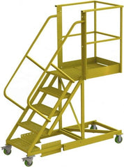 TRI-ARC - 92" 5 Step Configurable Cantilever Ladder - Supported, 300 Lb Capacity, 50" Platform Height, 30" Base Width x 74" Base Depth, Perforated Tread - Exact Tooling