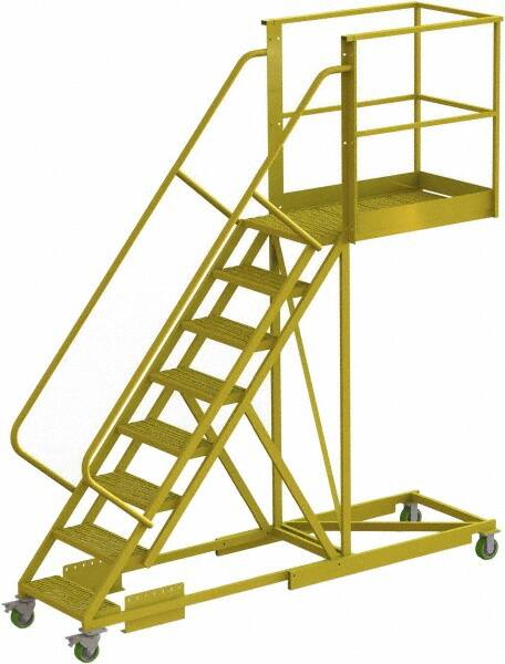 TRI-ARC - 122" 8 Step Configurable Cantilever Ladder - Supported, 300 Lb Capacity, 80" Platform Height, 30" Base Width x 109" Base Depth, Perforated Tread - Exact Tooling