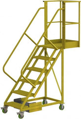 TRI-ARC - 102" 6 Step Configurable Cantilever Ladder - Unsupported, 300 Lb Capacity, 60" Platform Height, 30" Base Width x 72" Base Depth, Perforated Tread - Exact Tooling