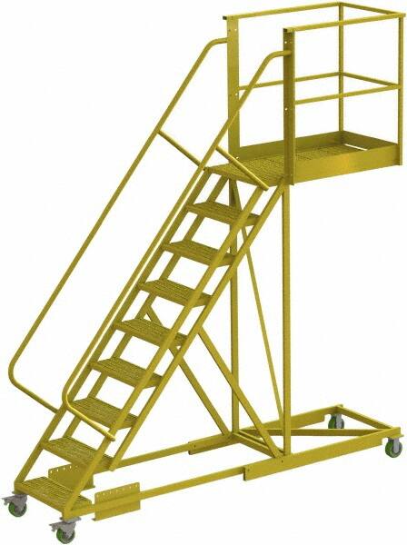 TRI-ARC - 132" 9 Step Configurable Cantilever Ladder - Supported, 300 Lb Capacity, 90" Platform Height, 30" Base Width x 117" Base Depth, Serrated - Exact Tooling