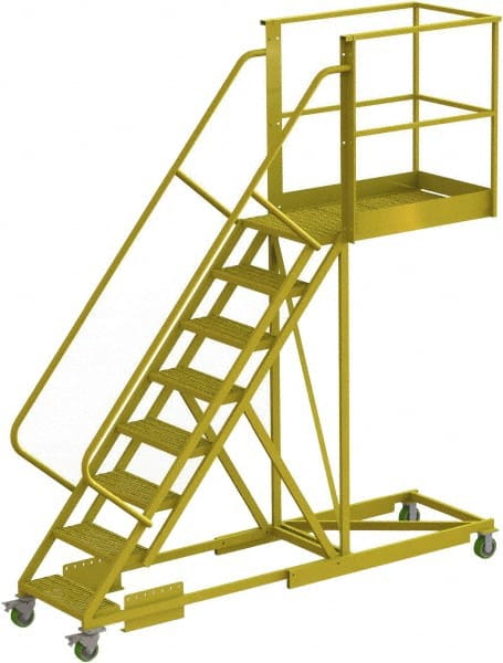 TRI-ARC - 122" 8 Step Configurable Cantilever Ladder - Supported, 300 Lb Capacity, 80" Platform Height, 30" Base Width x 109" Base Depth, Serrated - Exact Tooling
