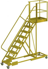 TRI-ARC - 132" 9 Step Configurable Cantilever Ladder - Supported, 300 Lb Capacity, 90" Platform Height, 30" Base Width x 107" Base Depth, Perforated Tread - Exact Tooling