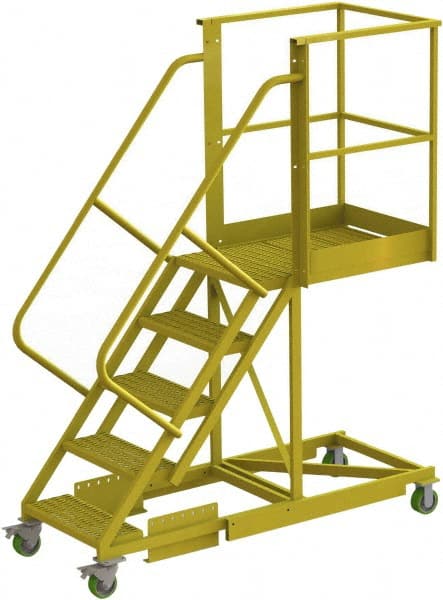 TRI-ARC - 92" 5 Step Configurable Cantilever Ladder - Supported, 300 Lb Capacity, 50" Platform Height, 30" Base Width x 74" Base Depth, Serrated - Exact Tooling