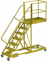 TRI-ARC - 112" 7 Step Configurable Cantilever Ladder - Supported, 300 Lb Capacity, 70" Platform Height, 30" Base Width x 101" Base Depth, Perforated Tread - Exact Tooling
