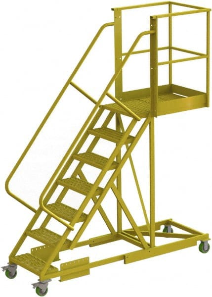 TRI-ARC - 112" 7 Step Configurable Cantilever Ladder - Supported, 300 Lb Capacity, 70" Platform Height, 30" Base Width x 91" Base Depth, Serrated - Exact Tooling