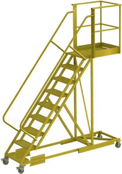 TRI-ARC - 132" 9 Step Configurable Cantilever Ladder - Supported, 300 Lb Capacity, 90" Platform Height, 30" Base Width x 107" Base Depth, Serrated - Exact Tooling