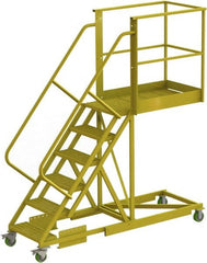 TRI-ARC - 102" 6 Step Configurable Cantilever Ladder - Supported, 300 Lb Capacity, 60" Platform Height, 30" Base Width x 92" Base Depth, Perforated Tread - Exact Tooling