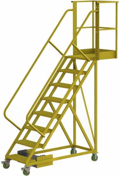 TRI-ARC - 122" 8 Step Configurable Cantilever Ladder - Unsupported, 300 Lb Capacity, 80" Platform Height, 30" Base Width x 89" Base Depth, Perforated Tread - Exact Tooling