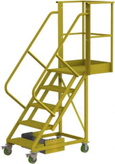 TRI-ARC - 92" 5 Step Configurable Cantilever Ladder - Unsupported, 300 Lb Capacity, 50" Platform Height, 30" Base Width x 64" Base Depth, Serrated - Exact Tooling