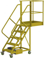 TRI-ARC - 92" 5 Step Configurable Cantilever Ladder - Unsupported, 300 Lb Capacity, 50" Platform Height, 30" Base Width x 74" Base Depth, Perforated Tread - Exact Tooling