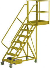 TRI-ARC - 112" 7 Step Configurable Cantilever Ladder - Unsupported, 300 Lb Capacity, 70" Platform Height, 30" Base Width x 91" Base Depth, Perforated Tread - Exact Tooling