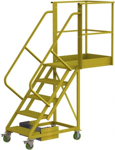 TRI-ARC - 92" 5 Step Configurable Cantilever Ladder - Unsupported, 300 Lb Capacity, 50" Platform Height, 30" Base Width x 74" Base Depth, Serrated - Exact Tooling