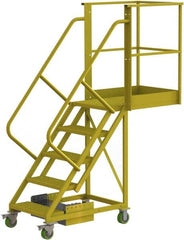 TRI-ARC - 92" 5 Step Configurable Cantilever Ladder - Unsupported, 300 Lb Capacity, 50" Platform Height, 30" Base Width x 74" Base Depth, Serrated - Exact Tooling