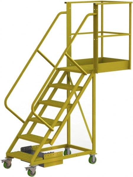 TRI-ARC - 102" 6 Step Configurable Cantilever Ladder - Unsupported, 300 Lb Capacity, 60" Platform Height, 30" Base Width x 82" Base Depth, Serrated - Exact Tooling
