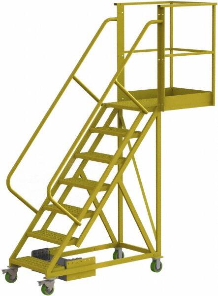 TRI-ARC - 112" 7 Step Configurable Cantilever Ladder - Unsupported, 300 Lb Capacity, 70" Platform Height, 30" Base Width x 91" Base Depth, Serrated - Exact Tooling