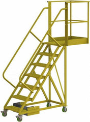 TRI-ARC - 112" 7 Step Configurable Cantilever Ladder - Unsupported, 300 Lb Capacity, 70" Platform Height, 30" Base Width x 91" Base Depth, Serrated - Exact Tooling