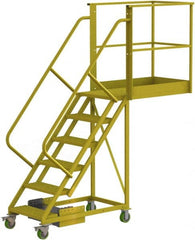 TRI-ARC - 102" 6 Step Configurable Cantilever Ladder - Unsupported, 300 Lb Capacity, 60" Platform Height, 30" Base Width x 92" Base Depth, Perforated Tread - Exact Tooling