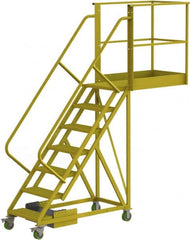 TRI-ARC - 112" 7 Step Configurable Cantilever Ladder - Unsupported, 300 Lb Capacity, 70" Platform Height, 30" Base Width x 101" Base Depth, Perforated Tread - Exact Tooling