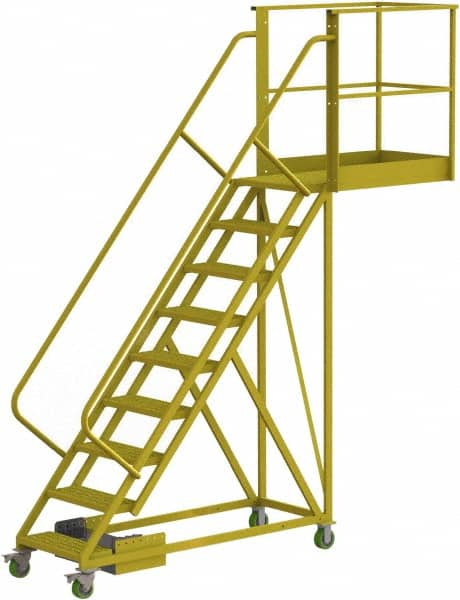 TRI-ARC - 132" 9 Step Configurable Cantilever Ladder - Unsupported, 300 Lb Capacity, 90" Platform Height, 30" Base Width x 117" Base Depth, Perforated Tread - Exact Tooling
