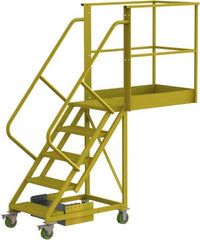TRI-ARC - 92" 5 Step Configurable Cantilever Ladder - Unsupported, 300 Lb Capacity, 50" Platform Height, 30" Base Width x 84" Base Depth, Serrated - Exact Tooling