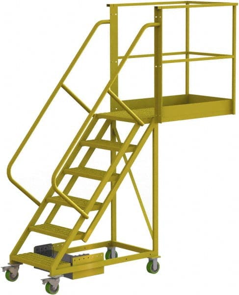 TRI-ARC - 102" 6 Step Configurable Cantilever Ladder - Unsupported, 300 Lb Capacity, 60" Platform Height, 30" Base Width x 92" Base Depth, Serrated - Exact Tooling
