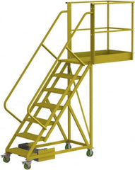 TRI-ARC - 112" 7 Step Configurable Cantilever Ladder - Unsupported, 300 Lb Capacity, 70" Platform Height, 30" Base Width x 101" Base Depth, Serrated - Exact Tooling
