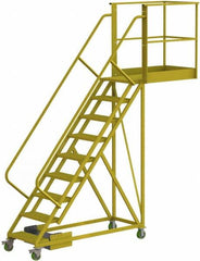 TRI-ARC - 132" 9 Step Configurable Cantilever Ladder - Unsupported, 300 Lb Capacity, 90" Platform Height, 30" Base Width x 117" Base Depth, Serrated - Exact Tooling