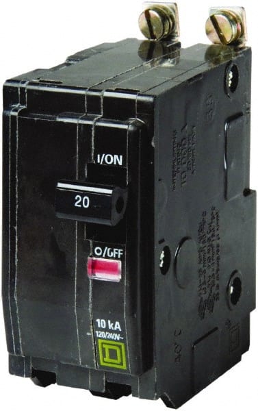 Square D - 20 Amp, 240 VAC, 2 Pole, Bolt On Miniature Circuit Breaker - 14-8 AWG - Exact Tooling