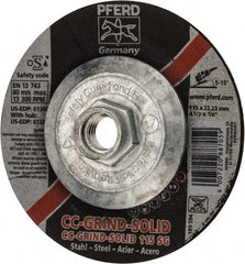 PFERD - 46 Grit, 4-1/2" Wheel Diam, Type 27 Depressed Center Wheel - Aluminum Oxide - Exact Tooling