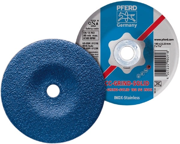 PFERD - 46 Grit, 7" Wheel Diam, Type 27 Depressed Center Wheel - Aluminum Oxide - Exact Tooling