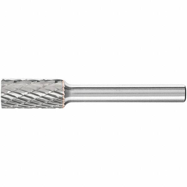 PFERD - 3/8" Cut Diam, 1/4" Shank Diam, Cylinder Head Double Cut Burr - Carbide, Flat End, 3/4" LOC, 2-1/2" OAL - Exact Tooling