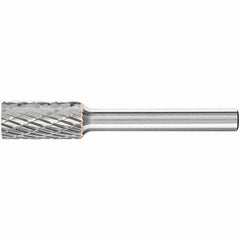 PFERD - 3/8" Cut Diam, 1/4" Shank Diam, Cylinder Head Double Cut Burr - Carbide, Flat End, 3/4" LOC, 2-1/2" OAL - Exact Tooling