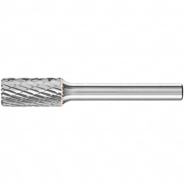 PFERD - 3/8" Cut Diam, 1/4" Shank Diam, Cylinder with End Cut Head Double Cut Burr - Carbide, End Cut End, 3/4" LOC, 2-1/2" OAL - Exact Tooling