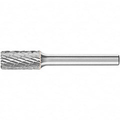 PFERD - 3/8" Cut Diam, 1/4" Shank Diam, Cylinder with End Cut Head Double Cut Burr - Carbide, End Cut End, 3/4" LOC, 2-1/2" OAL - Exact Tooling
