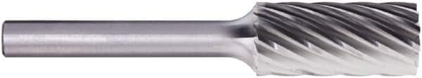 PFERD - 1/2" Cut Diam, 1/4" Shank Diam, Cylinder Head Fluted Cut Burr - Carbide, Flat End, 1" LOC, 2-3/4" OAL - Exact Tooling