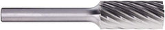 PFERD - 1/2" Cut Diam, 1/4" Shank Diam, Cylinder Head Fluted Cut Burr - Carbide, Flat End, 1" LOC, 2-3/4" OAL - Exact Tooling
