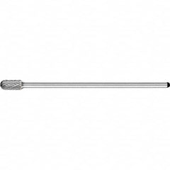 PFERD - 3/8" Cut Diam, 1/4" Shank Diam, Cone Head Double Cut Burr - Carbide, Radius End, 3/4" LOC, 6-5/8" OAL - Exact Tooling