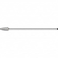 PFERD - 1/2" Cut Diam, 1/4" Shank Diam, Tree with Radius Head Double Cut Burr - Carbide, Radius End, 1" LOC, 6-7/8" OAL - Exact Tooling