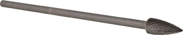 PFERD - 1/2" Cut Diam, 1/4" Shank Diam, Tree Head Double Cut Burr - Carbide, Point End, 1" LOC, 6-7/8" OAL - Exact Tooling