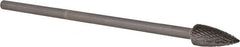 PFERD - 1/2" Cut Diam, 1/4" Shank Diam, Tree Head Double Cut Burr - Carbide, Point End, 1" LOC, 6-7/8" OAL - Exact Tooling